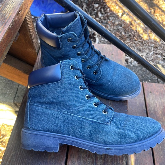 BLUE SUEDE SHOES DENIM ANKLE BOOTS SIZE 10 - Picture 15 of 15
